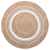 Kuber Industries Hand Woven Braided Carpet Rugs|Round Traditional Spiral Design Jute Door mat|Mat for Bedroom,Living Room,Dining Room,Yoga,60x60 cm,(White)